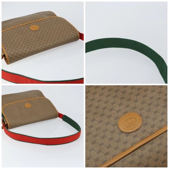 GUCCI Micro GG Supreme Web Sherry Line Bag PVC Beige 019 39 0151 Auth gh1131 - Picture 16 of 16